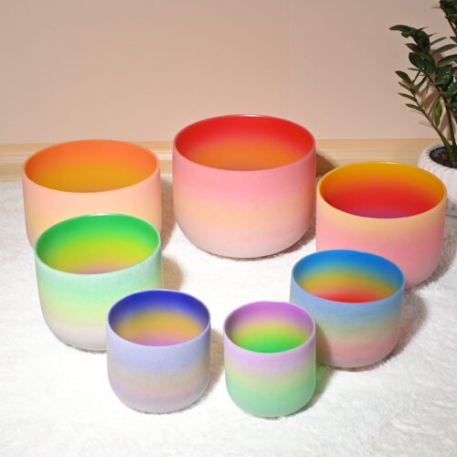 Full Set 7 Bowls - Gradient Rainbow Crystal Quartz Sound Bowls