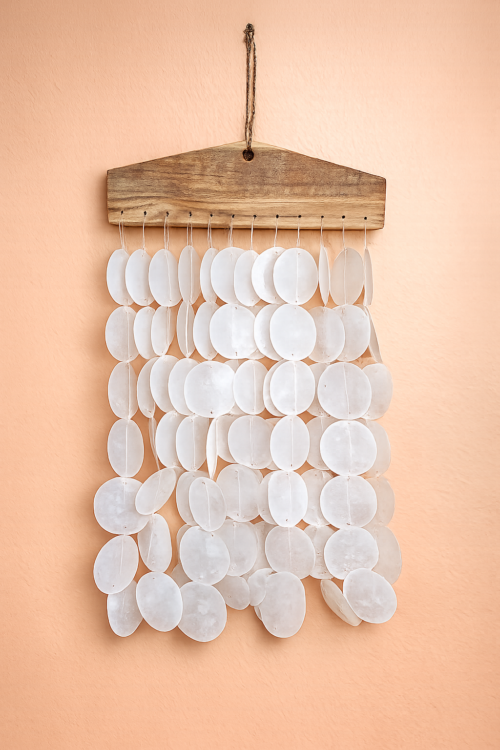 Handcrafted Bali Capiz Shell Wind Chime – Coastal Decor & Relaxation Accent