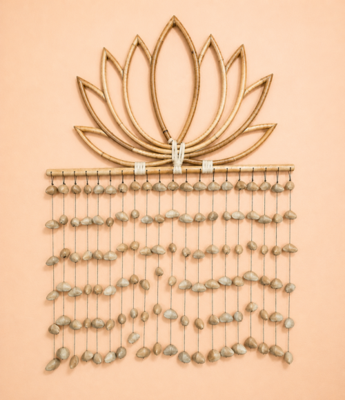 Handcrafted Bamboo Lotus & Canari Seed Wall Hanging | Bali Wellness Decor
