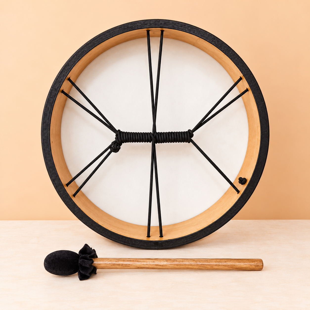Minimal Frame Drum and Mallet Studio Shot